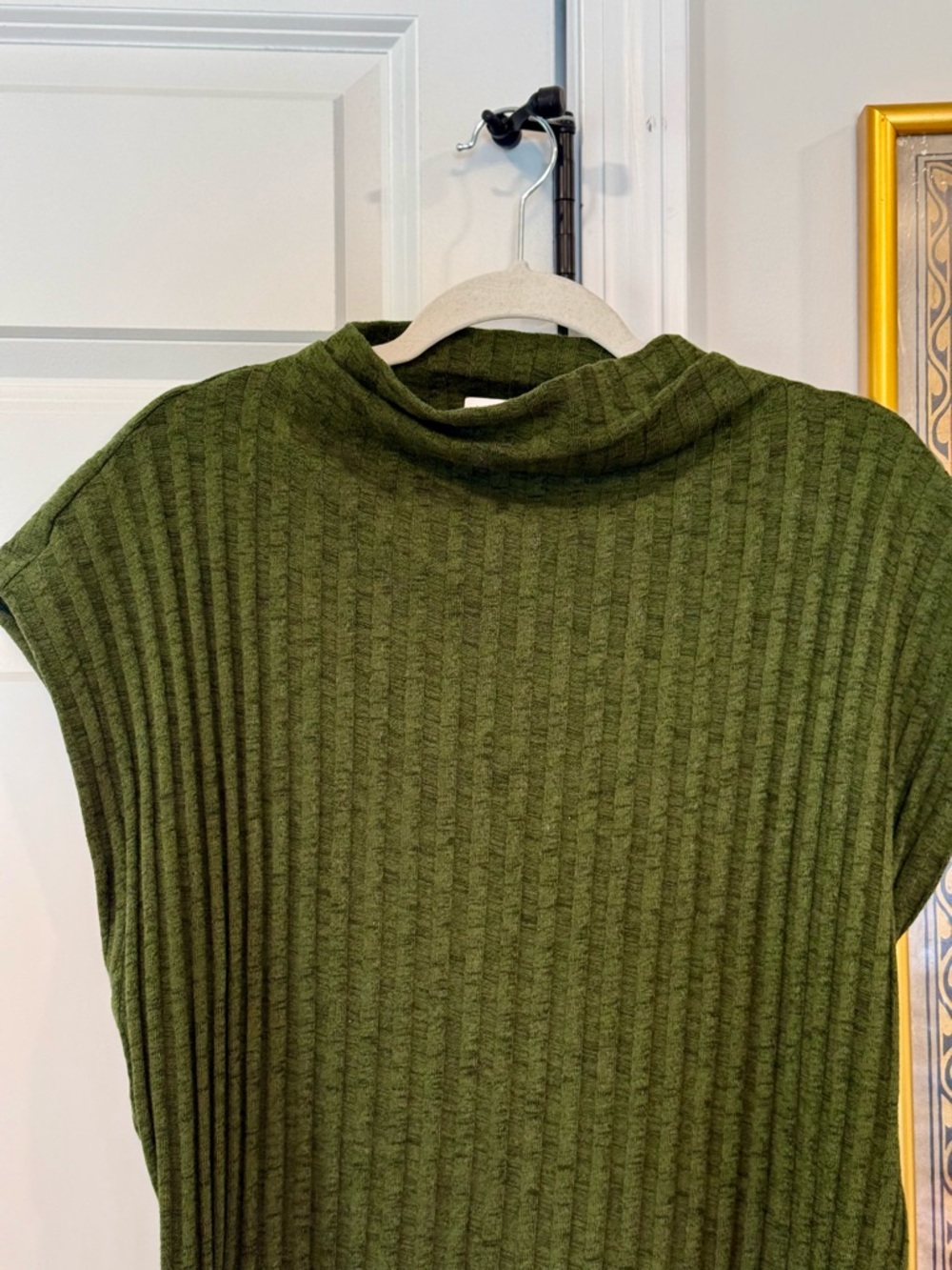 Michael Stars Ribbed Olive cowl neck lightweight muscle shirt